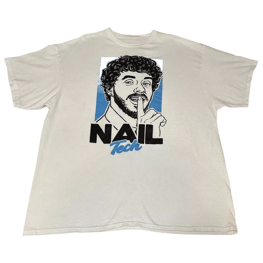 Jack Harlow Nail Tech Graphic T-Shirt Mens XXL White Crew‎ Neck Short Sleeve Tee